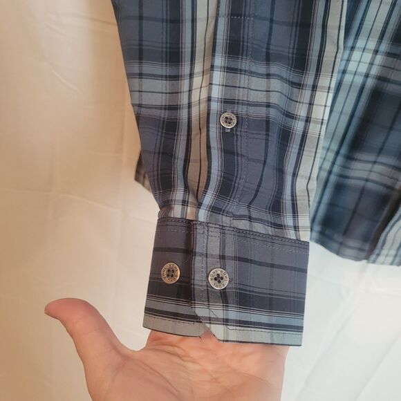 Kuhl Lightweight Button Up Long Sleeve Shirt Mens Large Bue Plaid Outdoor Casual - Picture 4 of 11